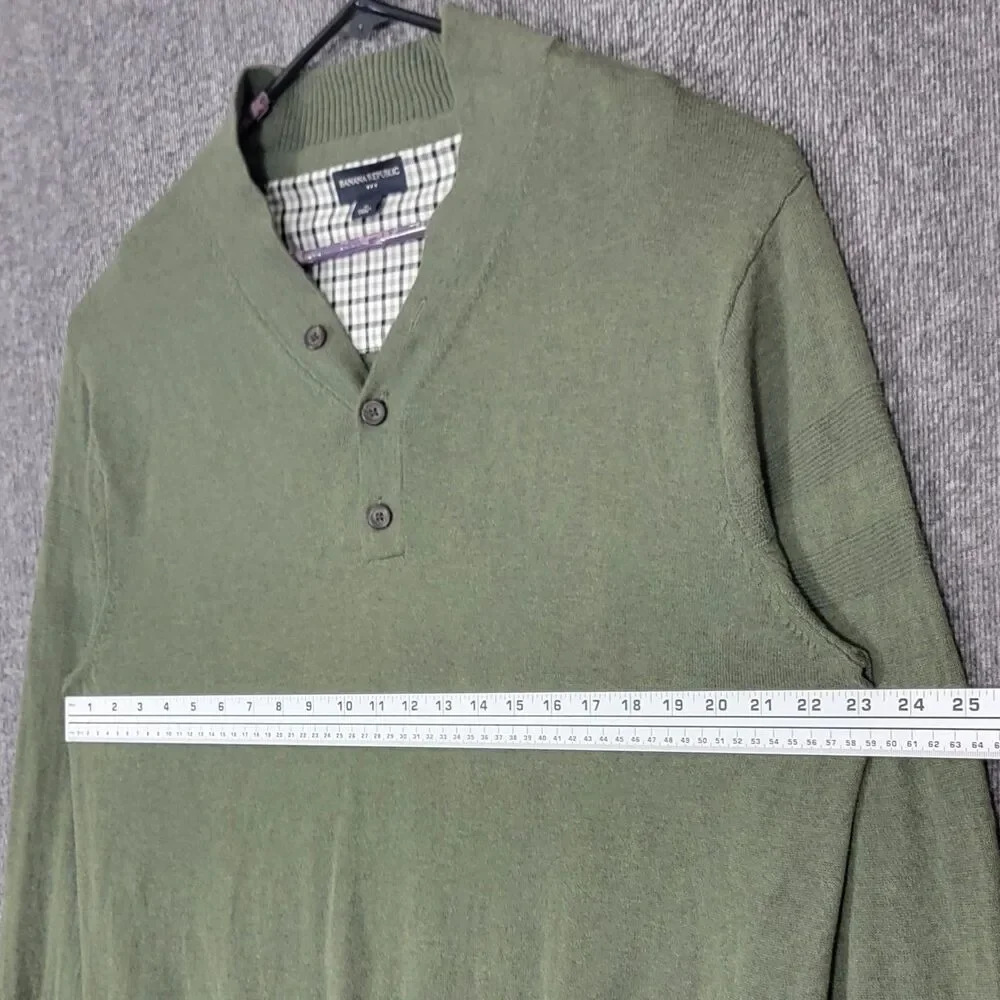 Banana Republic Sweater Men XL Green 100% Cotton Long Sleeve Blade Collar Preppy